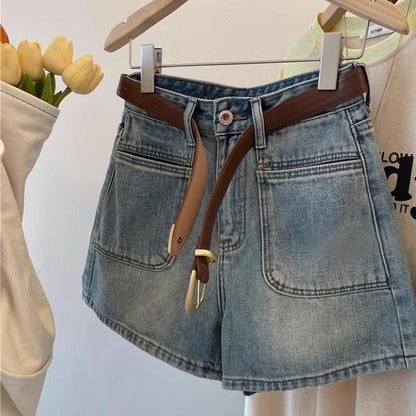 Women's High Waist Retro Denim Shorts