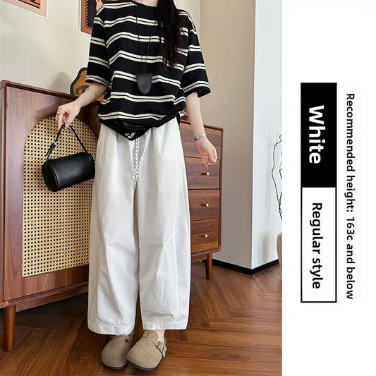 Women's High Waist Slim-fit Cropped Wide Leg Casual Pants