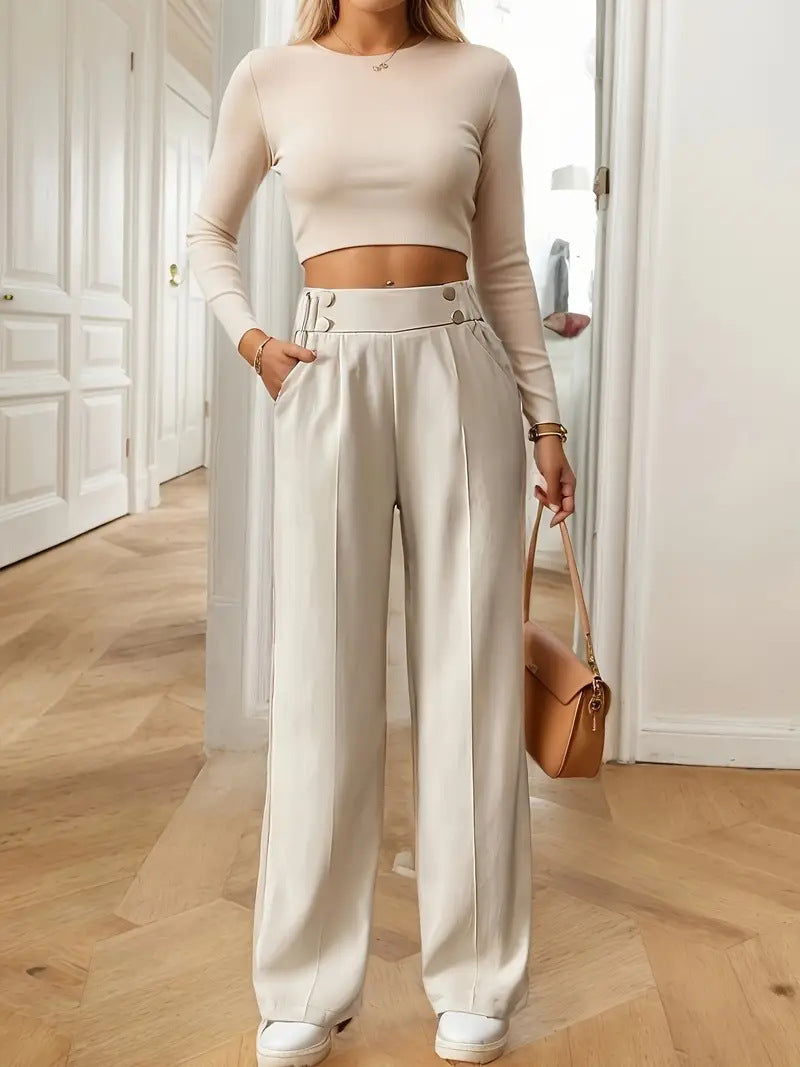 Women's High Waist Straight Casual Pants