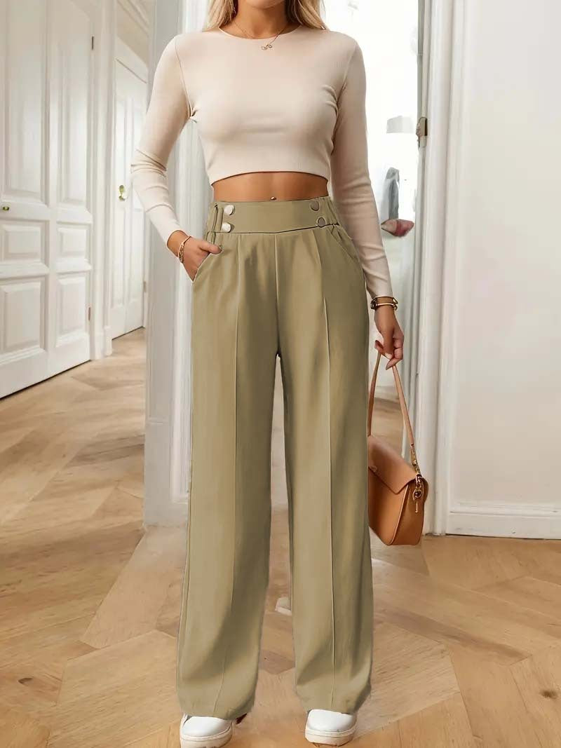 Women's High Waist Straight Casual Pants