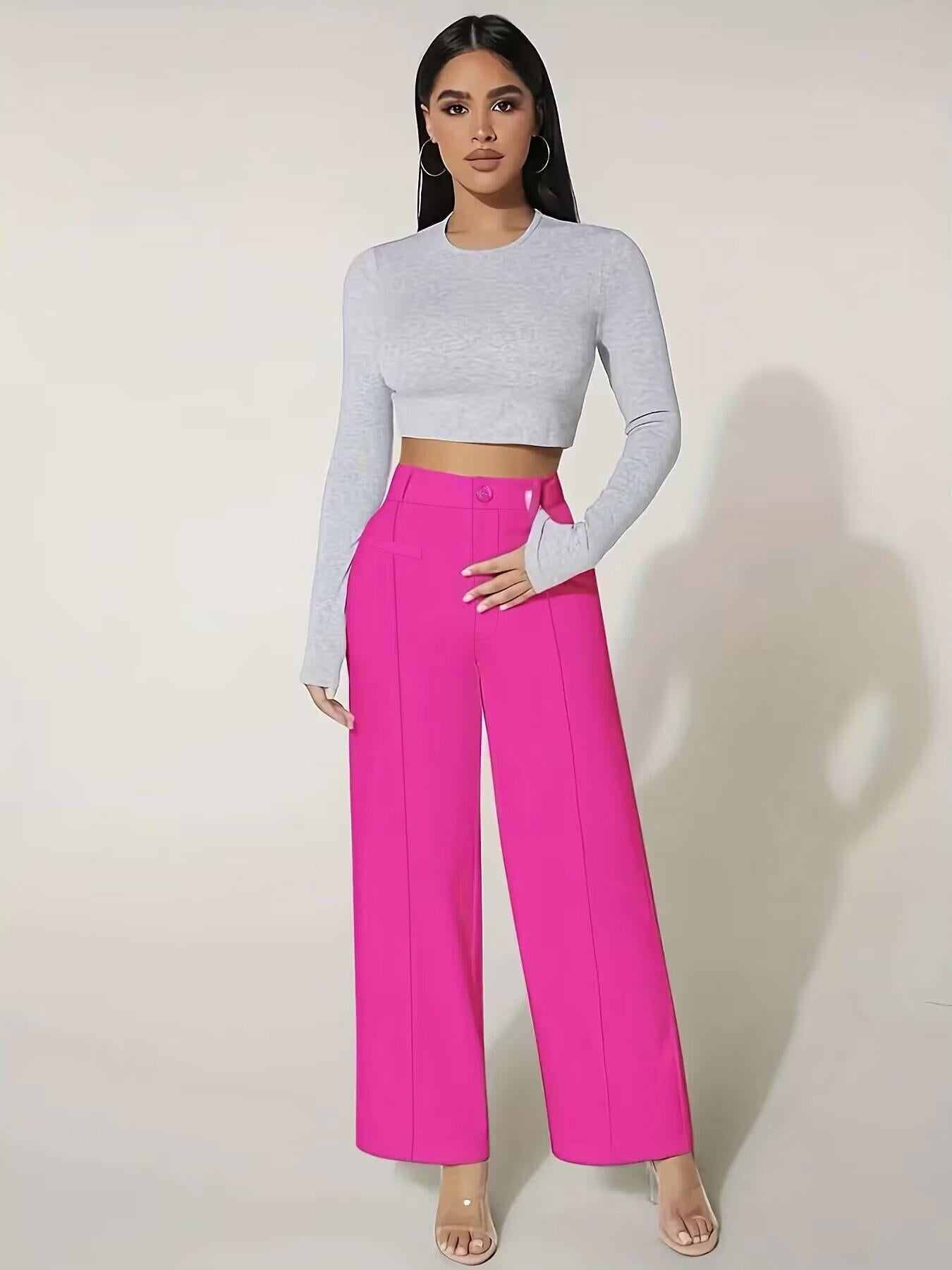 Women's High Waist Straight-Leg Casual Pants