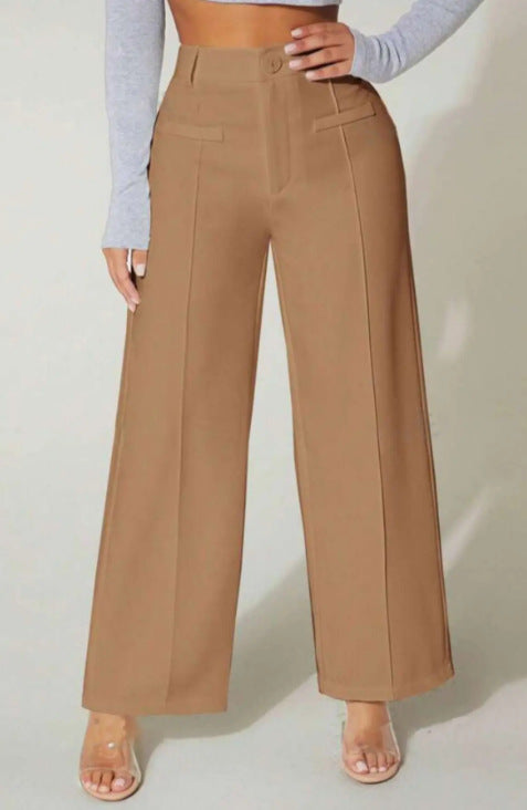 Women's High Waist Straight-Leg Casual Pants
