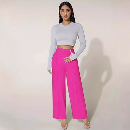Women's High Waist Straight-Leg Casual Pants