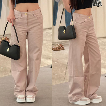Women's High Waist Straight Leg Denim Pants