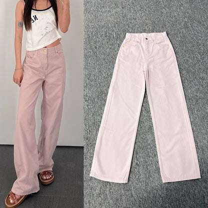 Women's High Waist Straight Leg Denim Pants