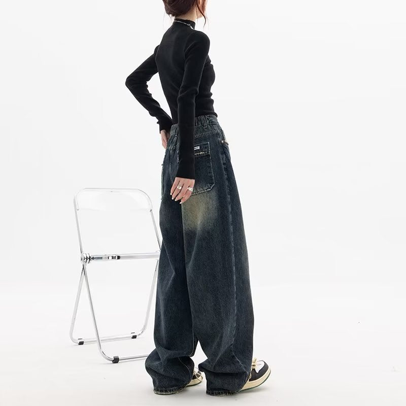 Women's High Waist Straight Leg Denim Pants