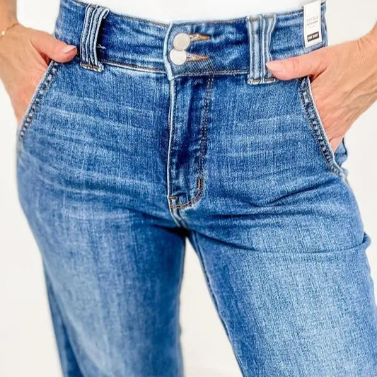 Women's High Waist Straight Leg Distressed Jeans