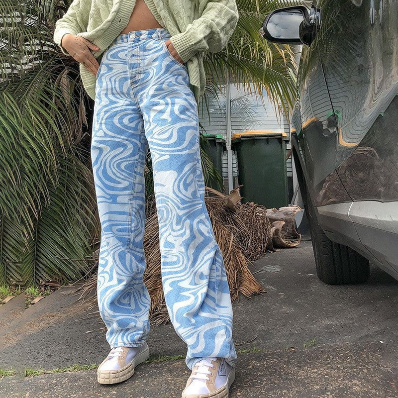 Women's High Waist Straight Leg Jeans