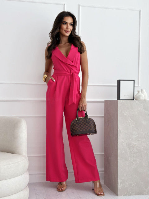 Women's High Waist Tie Front Jumpsuit
