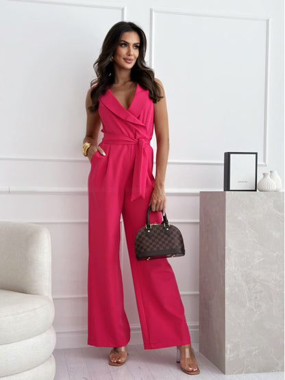 Women's High Waist Tie Front Jumpsuit