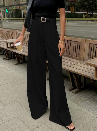 Women's High Waist Wide Leg Casual Trousers