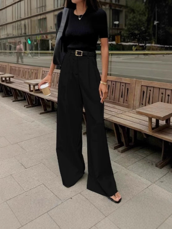 Women's High Waist Wide Leg Casual Trousers