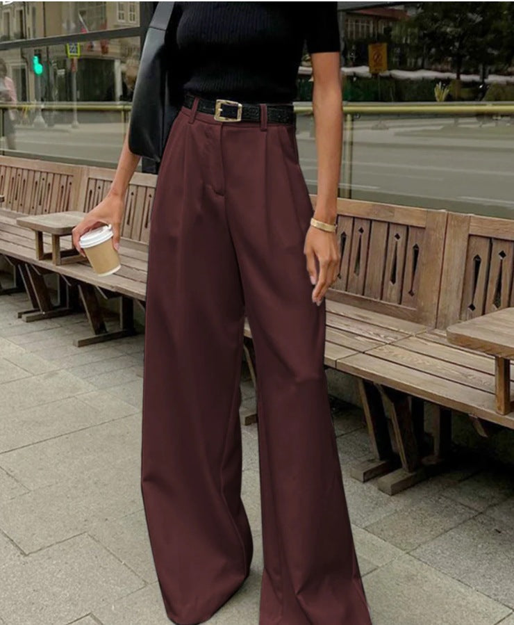 Women's High Waist Wide Leg Casual Trousers