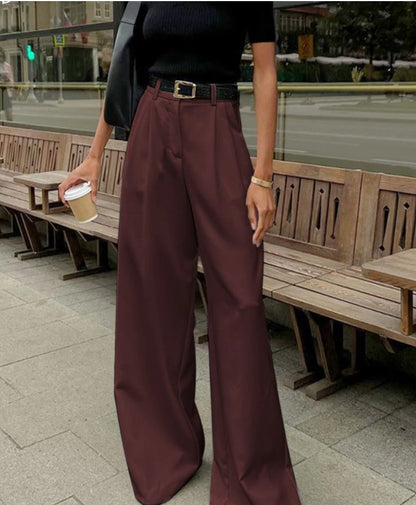 Women's High Waist Wide Leg Casual Trousers