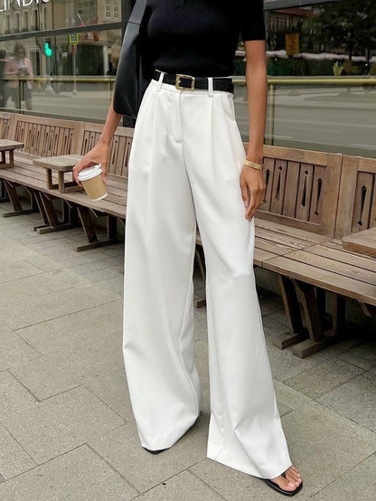 Women's High Waist Wide Leg Casual Trousers