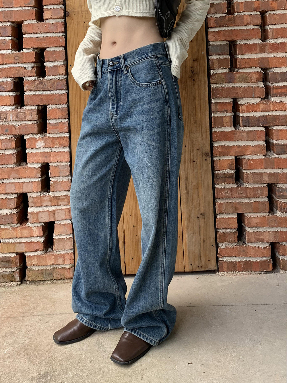 Women's High Waist Wide Leg Denim Pants