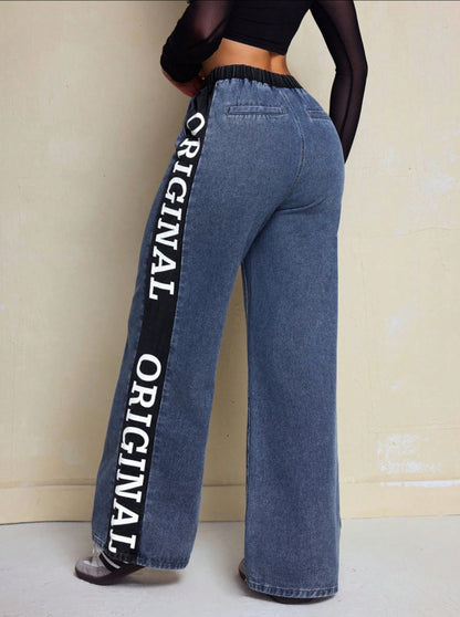 Women's High Waist Wide Leg Denim Pants