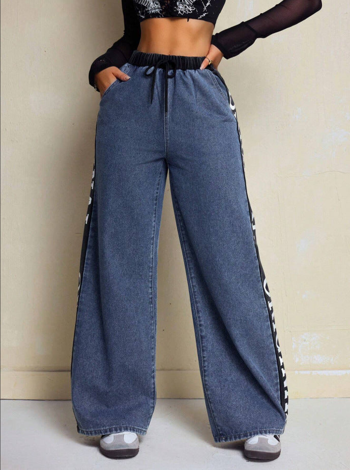 Women's High Waist Wide Leg Denim Pants