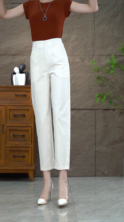 Women's high-waisted, cool-feel carrot casual pants