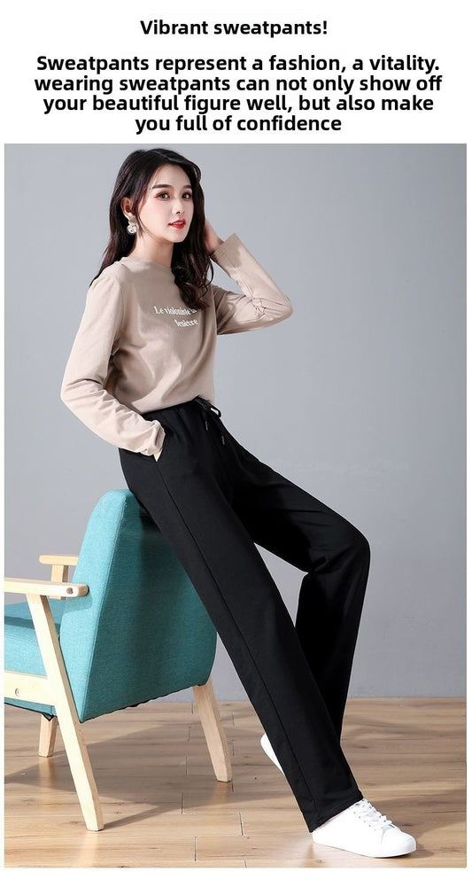 Women's High-Waisted Cotton Straight Casual Pants – Summer Thin Elastic Trousers