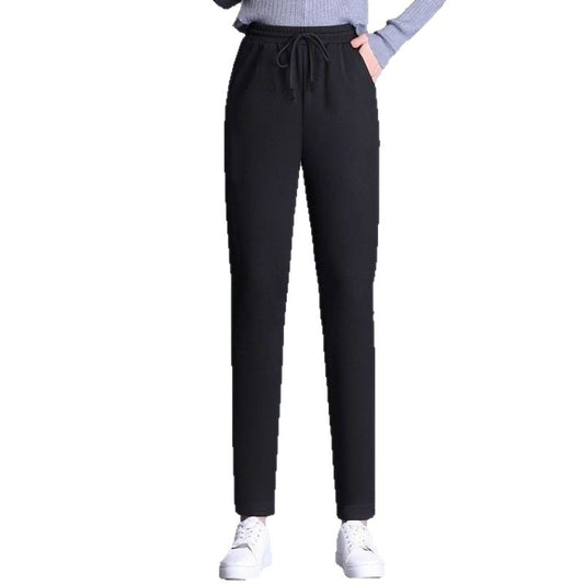 Women's High-Waisted Cotton Straight Casual Pants – Summer Thin Elastic Trousers