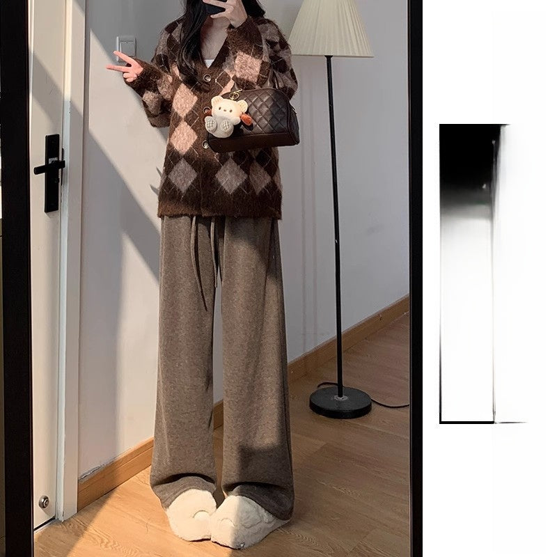 Women's High-Waisted Fleece-Lined Wide-Leg Pants