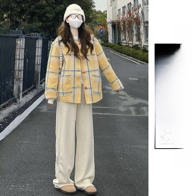Women's High-Waisted Fleece-Lined Wide-Leg Pants