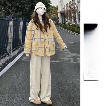 Women's High-Waisted Fleece-Lined Wide-Leg Pants