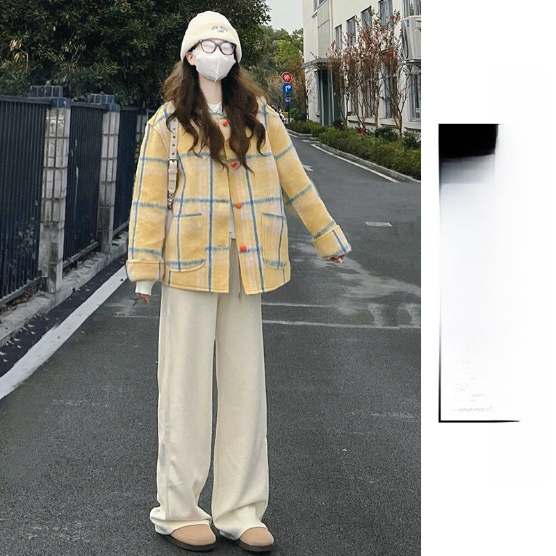 Women's High-Waisted Fleece-Lined Wide-Leg Pants