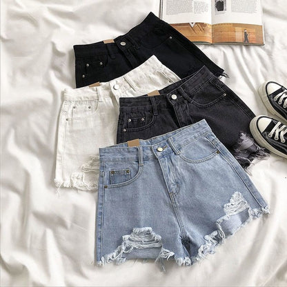 Women's High Waisted Ripped Denim Shorts