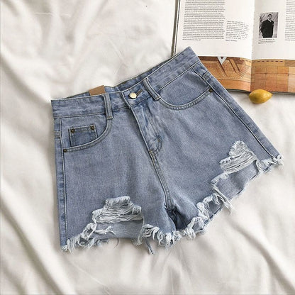Women's High Waisted Ripped Denim Shorts