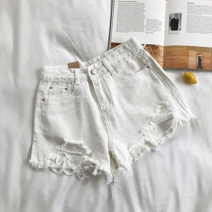 Women's High Waisted Ripped Denim Shorts
