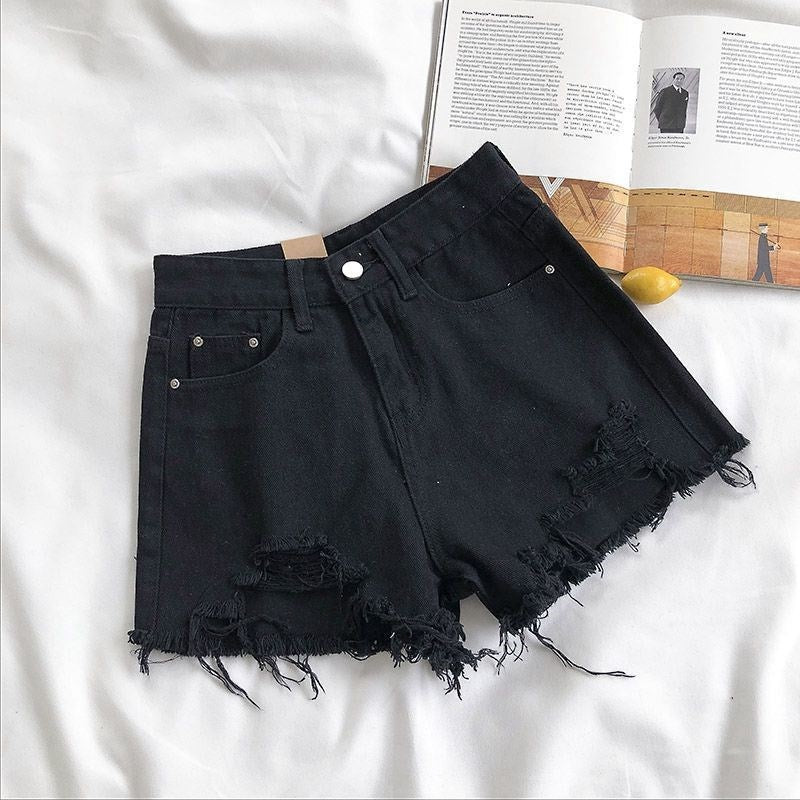Women's High Waisted Ripped Denim Shorts