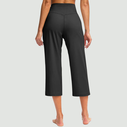 Women's High-Waisted Straight-Leg Yoga Pants with Pockets