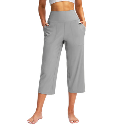 Women's High-Waisted Straight-Leg Yoga Pants with Pockets