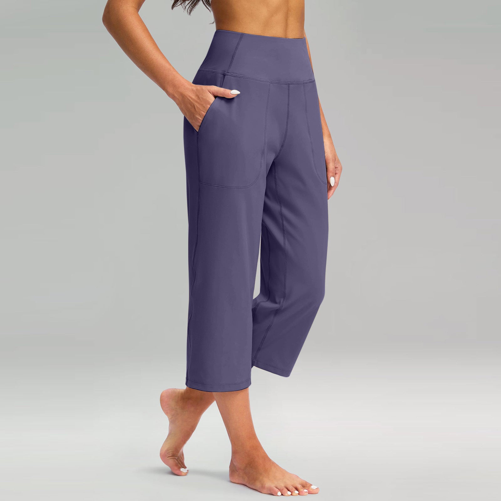 Women's High-Waisted Straight-Leg Yoga Pants with Pockets