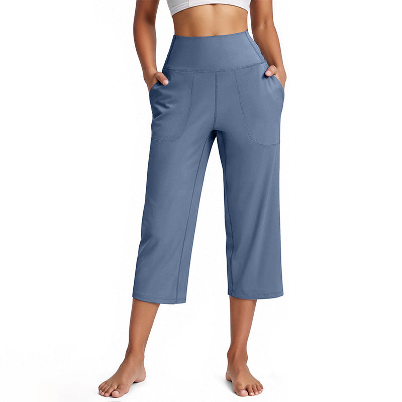 Women's High-Waisted Straight-Leg Yoga Pants with Pockets