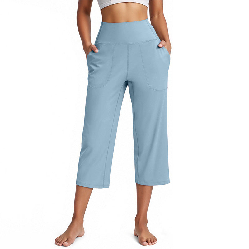 Women's High-Waisted Straight-Leg Yoga Pants with Pockets