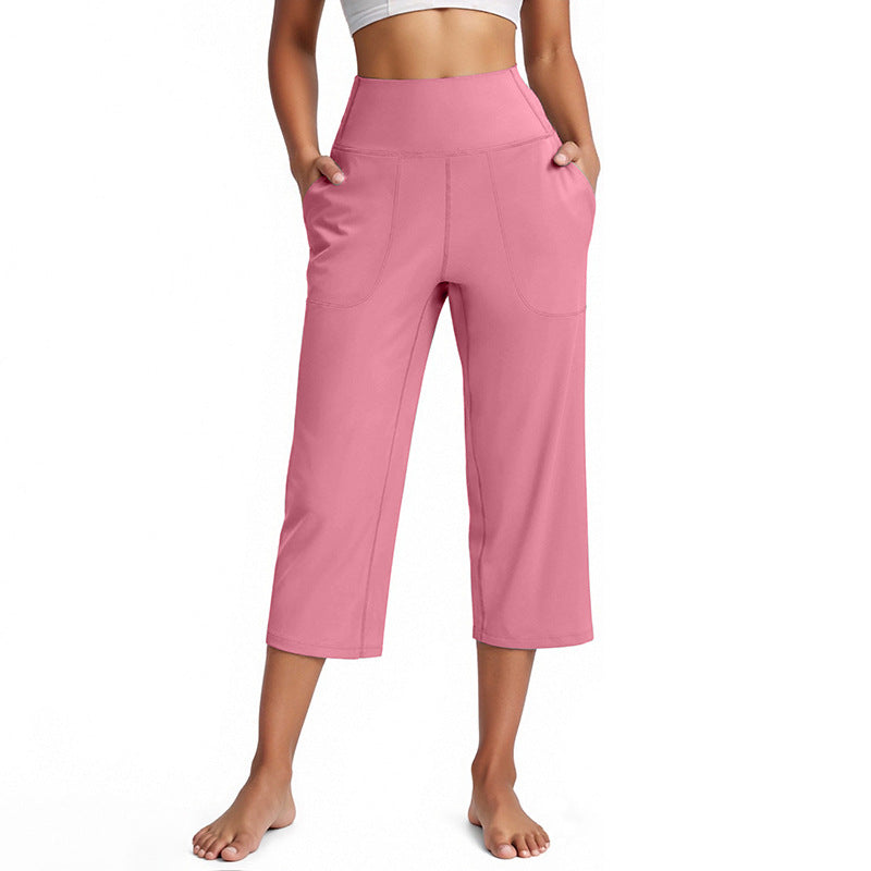 Women's High-Waisted Straight-Leg Yoga Pants with Pockets