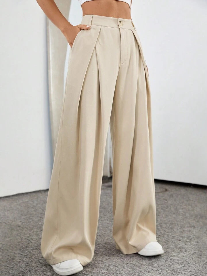 Women's High-Waisted Wide-Leg Casual Trousers