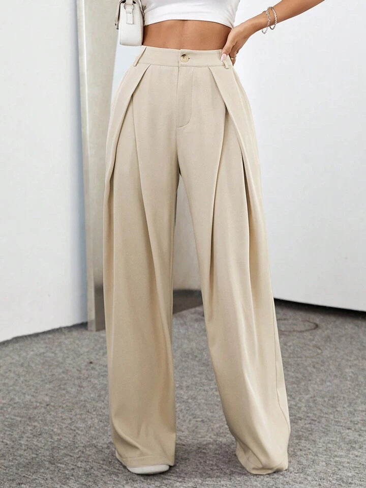 Women's High-Waisted Wide-Leg Casual Trousers
