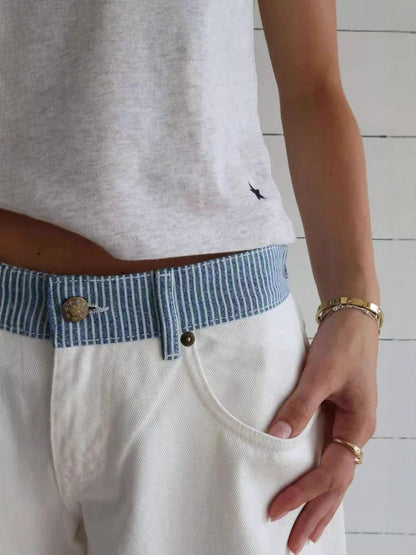 Women's High-Waisted Wide-Leg Denim Pants
