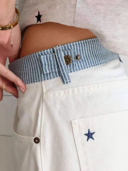 Women's High-Waisted Wide-Leg Denim Pants