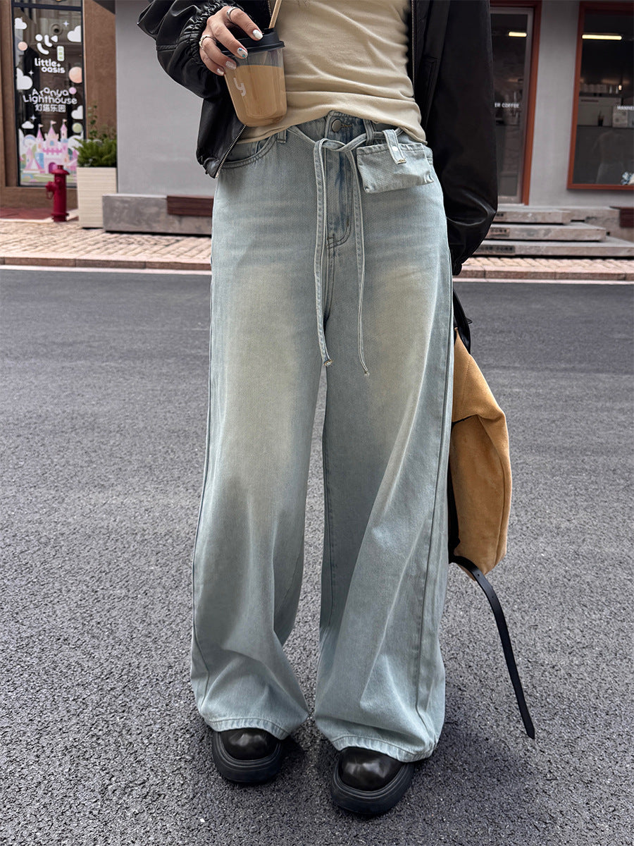 Women's High-Waisted Wide-Leg Denim Pants