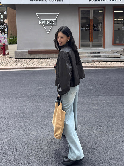 Women's High-Waisted Wide-Leg Denim Pants