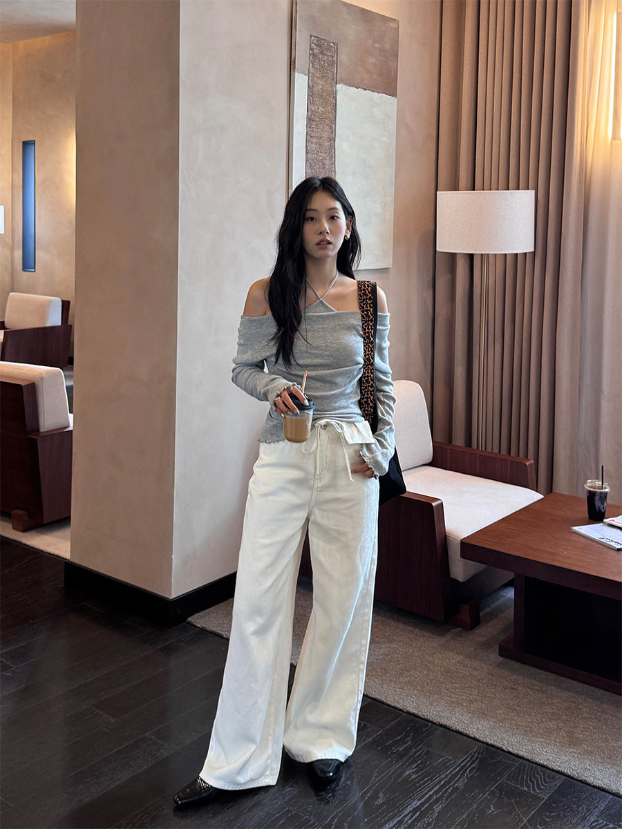 Women's High-Waisted Wide-Leg Denim Pants