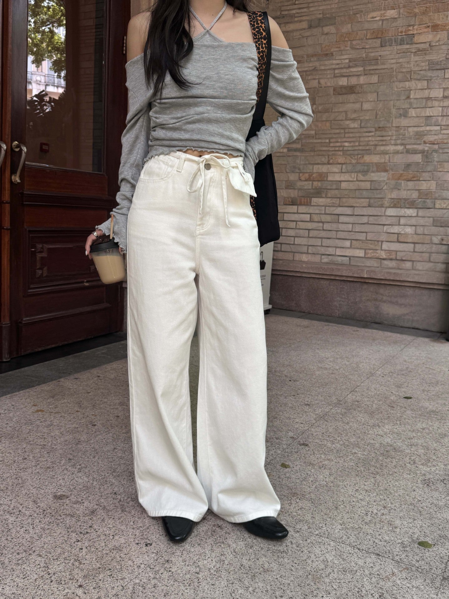 Women's High-Waisted Wide-Leg Denim Pants
