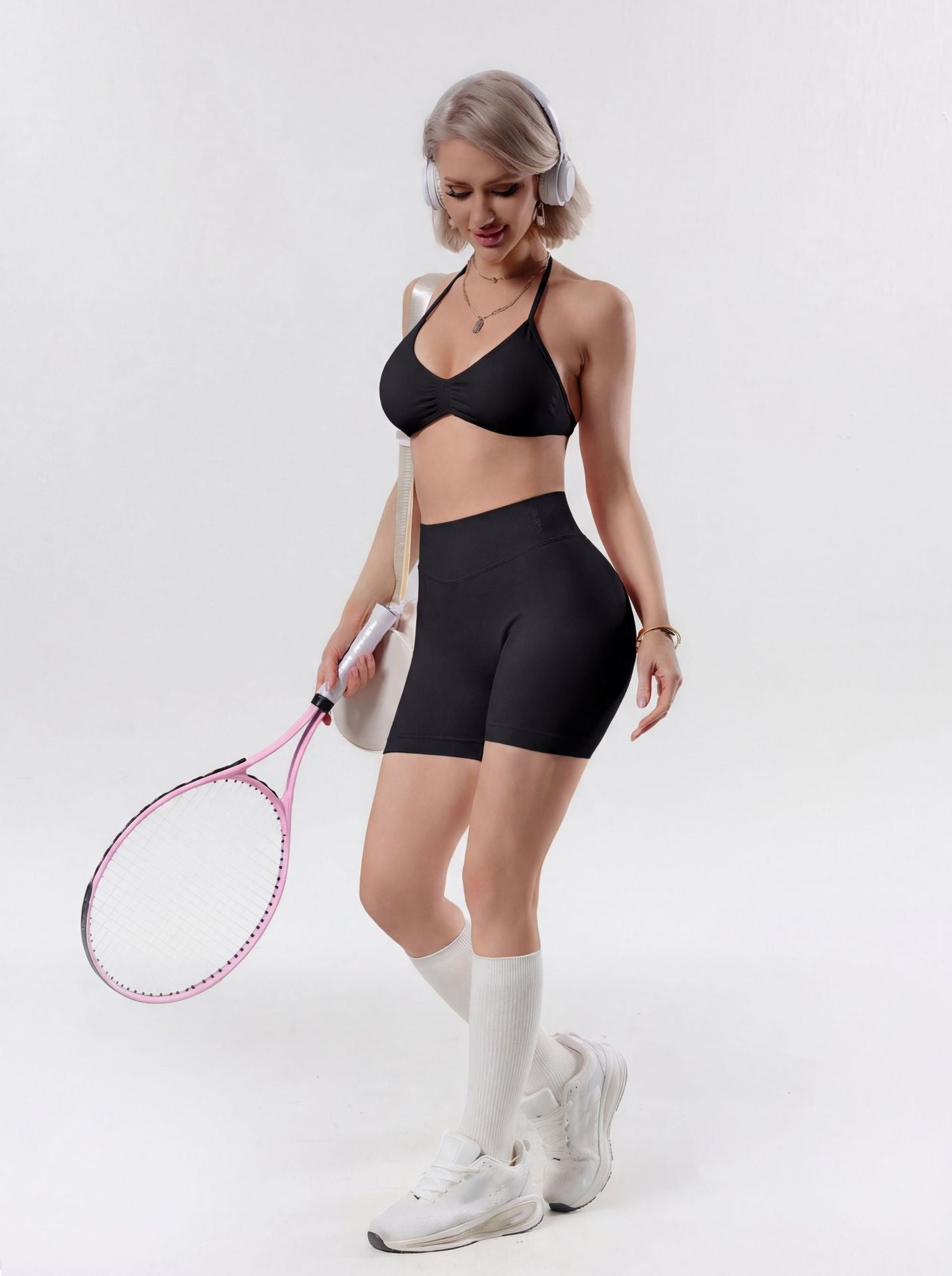 Women's High-Waisted Yoga Sports Bra and Shorts