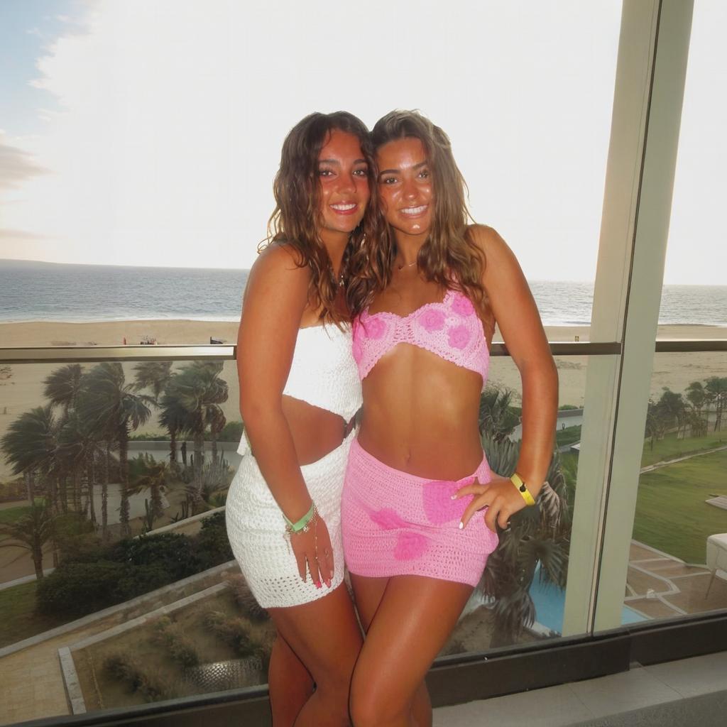 Women's Hollow Out Knit Bikini Skirt Set