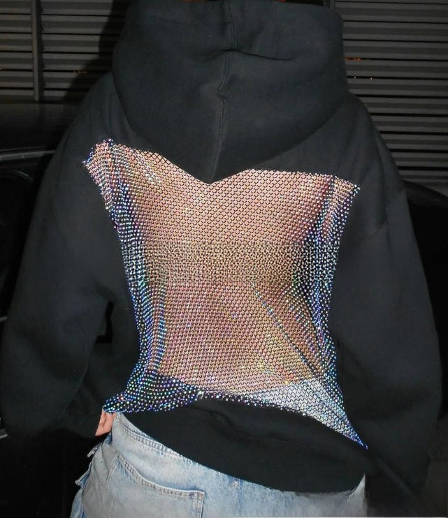 Women's Hooded Long Sleeve Mesh Sweatshirt
